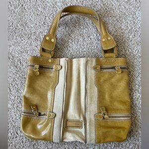 Jimmy Choo authentic vintage leather Mona expandable bag.